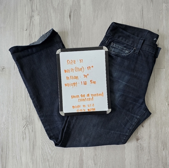 7 for Mankind | Standard dark indigo wash button-fly straight leg jeans MENS 32 - Picture 2 of 12